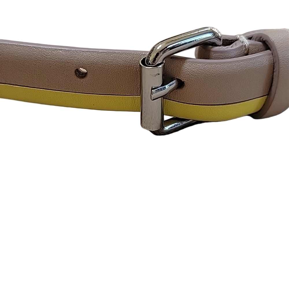 Ann Taylor Two Toned Yellow Tan Women's Skinny Belt Size Medium EUC